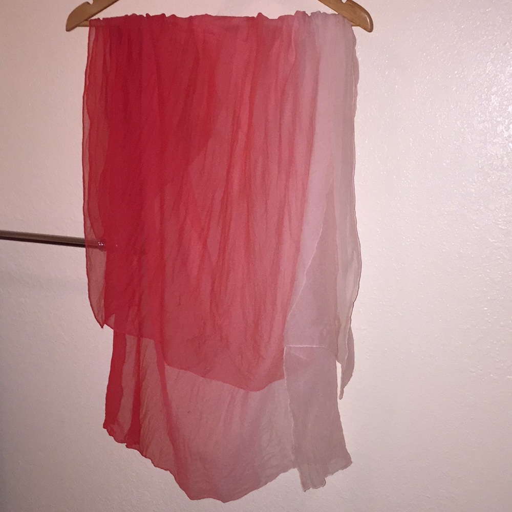 Ombré silk scarf. baby pinks-deep corals long/lrg